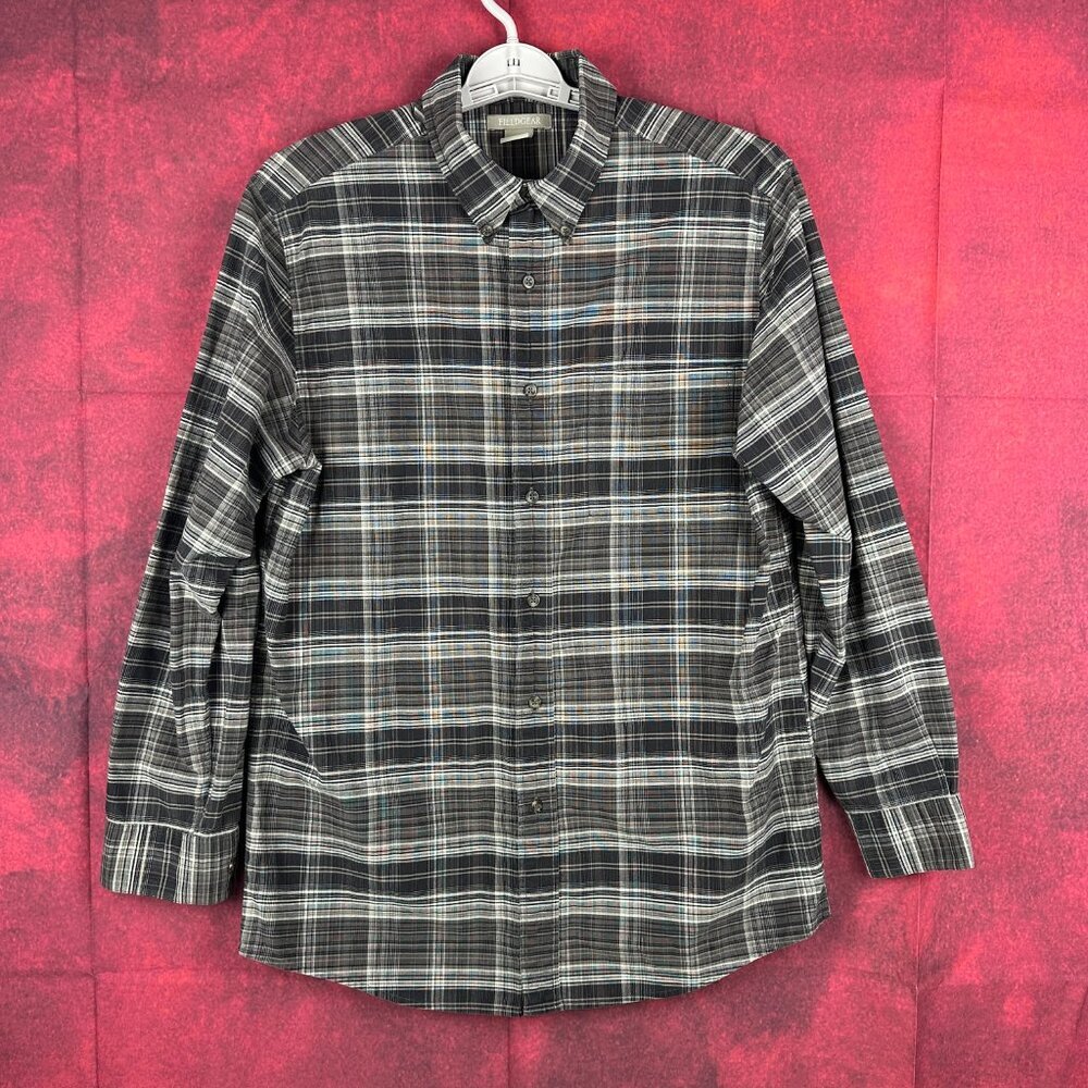 FIELDGEAR MEN'S LONG SLEEVE PLAID BUTTON-DOWN SPORT SHIRT 100 % COTTON, SIZE M